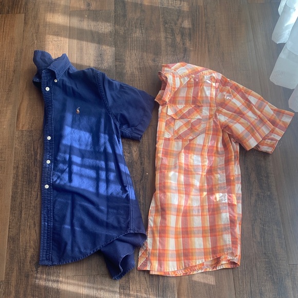 Bundle Ralph Lauren Kids Navy and Route66 Orange Plaid Shirt Set - Picture 1 of 11
